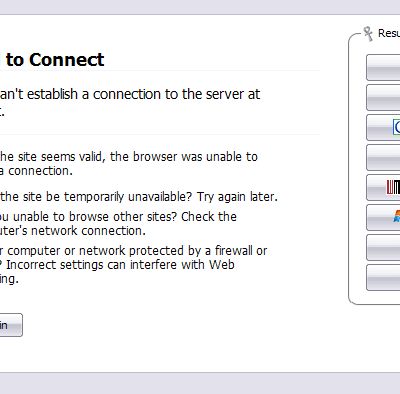 The dialog embedded in the "Net Error" page. 