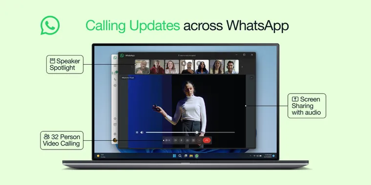 WhatsApp enhances calling features with screen sharing audio, 32-participant calls, & more image