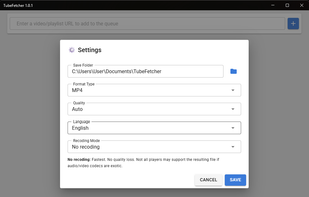 TubeFetcher - Settings
