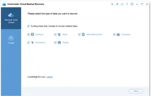 Coolmuster iCloud Backup Recovery select data types