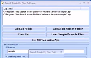 Search Inside Zip Files Software screenshot 1