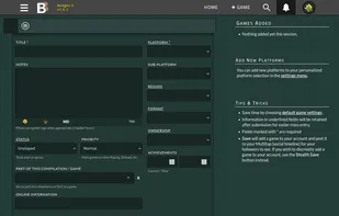The interface to add new games to a collection. There is also a simpler form for quicker entry.