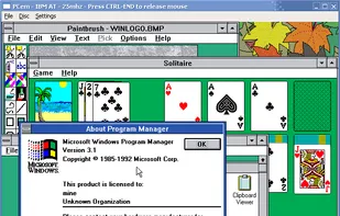 Windows 3.1, running on an emulated IBM PC AT.