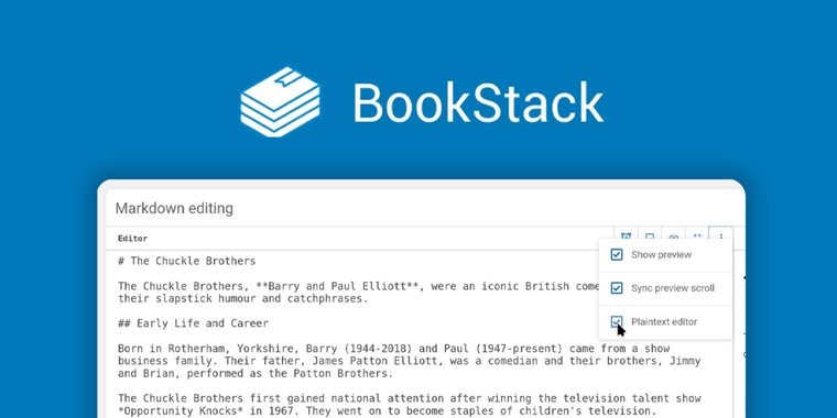 BookStack v25.07 introduces plaintext markdown mode, WYSIWYG expansion, and API ZIP export