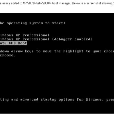 VBoot boot entry can be easily added to XP-,2003-,Vista-,Win7 boot manager