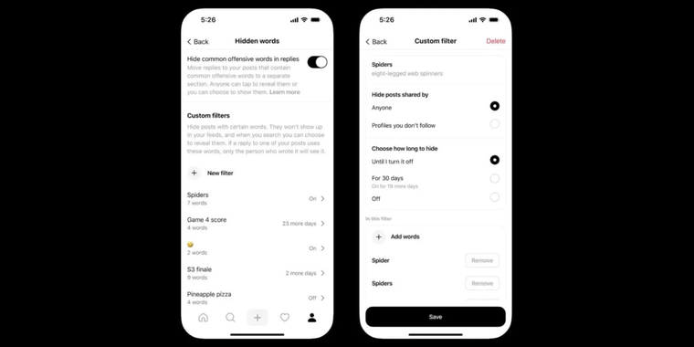 Threads introduces advanced content filters with custom word blocks image