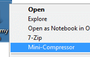 Right clicking on folder of images to be compressed.