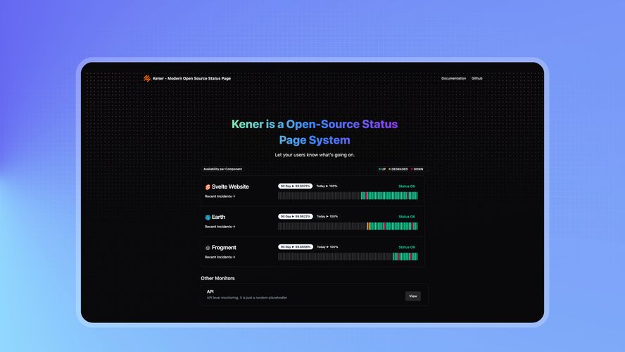 Kener: Open-source status page system. Let your users know what's going ...