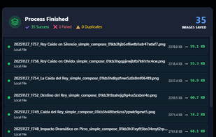 Batch Results: View detailed reports and total storage savings after processing thousands of images.