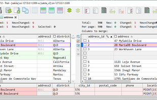 Compare and merge records for the given table/view