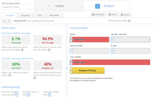 Form Tester -  find out which steps in the process cause dropouts