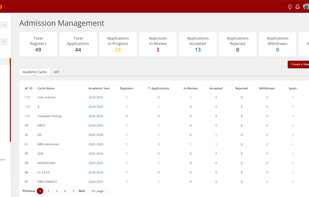 Admissions Management helps to manage and track admission process of students.