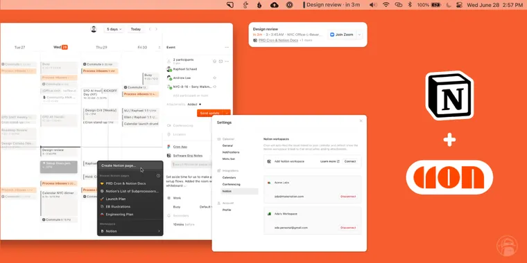 Cron Calendar introduces Event Attachments and Notion Pages Integration image