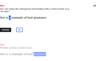 Auditor (main interface for reviewing and fixing typos and grammatical errors)