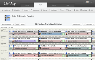 Security Employee Schedule screenshot from ShiftApp.com