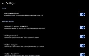 Transcribro settings on an Android tablet.