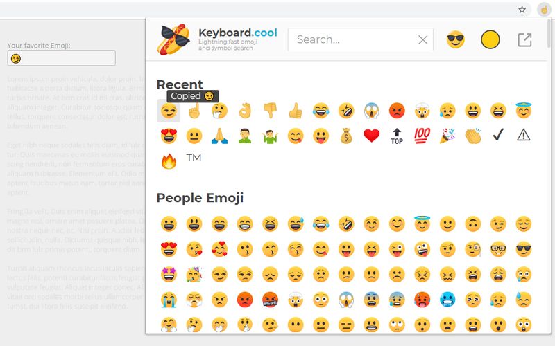 CopyChar – Copy emoji characters to your clipboard