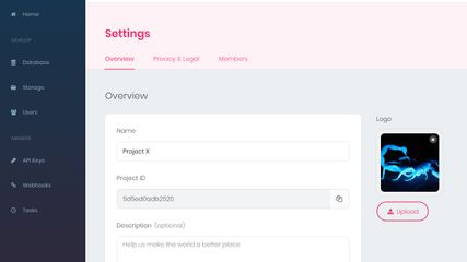 Appwrite project settings dashboard