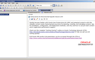 Welcome screen in the UPK application