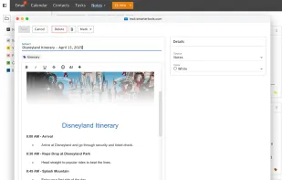 Keep track of things like shopping lists, To Dos, and more. Includes color coding and categories for organization, the ability to add attachments, note sharing, and Notes can sync to mobile devices and desktop clients.