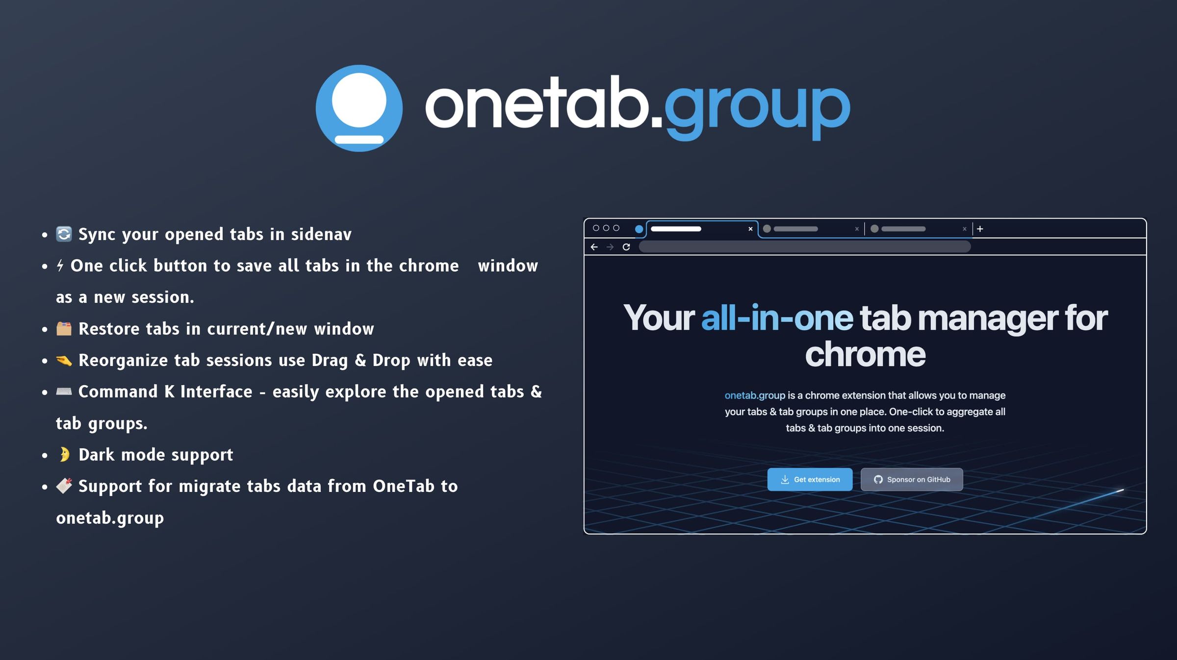 Group your Tabs under One Tab - Extension for Easy Browsing