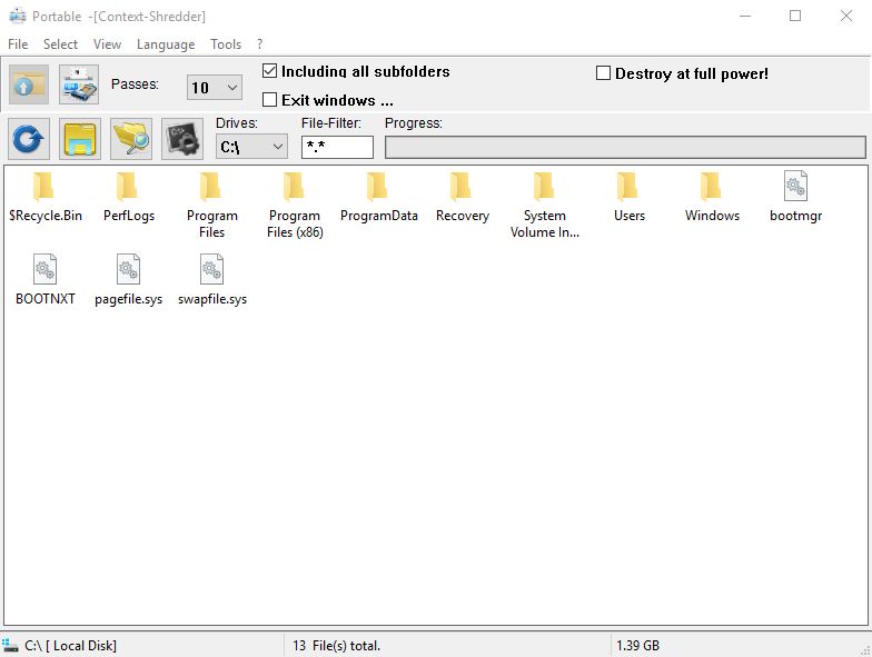file shredder 2.5 context menu in windows