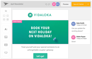 Passport is Mailjet’s email editor that helps you create responsive emails in minutes and enables you to collaborate in real-time with other users inside the builder!