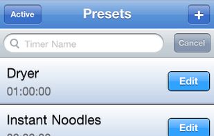 Presets for easy to re-use frequently used timers