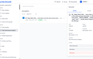Automatically organized document list with categorized files and extracted metadata.