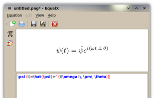 EqualX Editor window Type LaTeX, and EqualX shows your equation. 