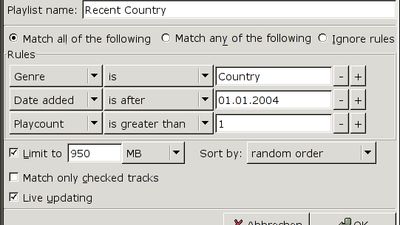Smart playlist editor