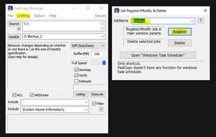 Create a Job/Modify - (For example: Copy the entire local disk C)