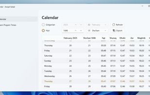 Prayers calendar