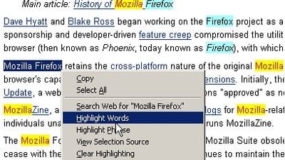 Simply select the text you want, right click and choose "Highlight Word".