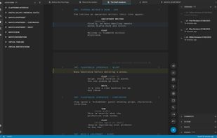 Screenshot of script versioning interface in Clapperbie