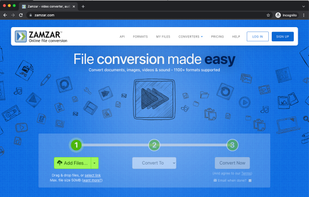 Easy to use 3 step tool for converting files.