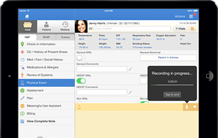 iPad EHR interface.