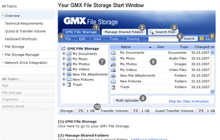 Your GMX File Storage Start Window