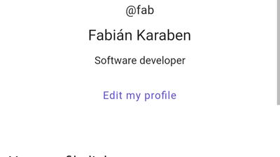 User profile, with profile link to share in social networks