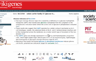 WikiGenes screenshot 1