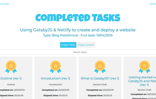ActionBuddy for Writers Completed Tasks