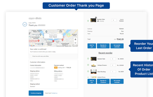 In Thank You page, app allows to show Reorder Button to reorder last purchase.