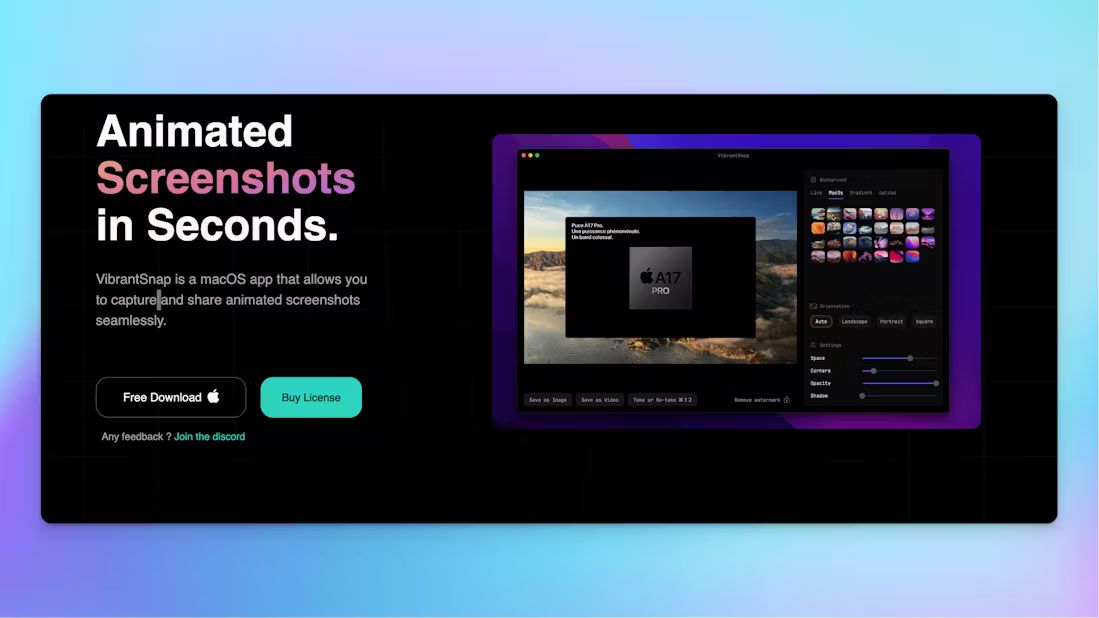 VibrantSnap web preview