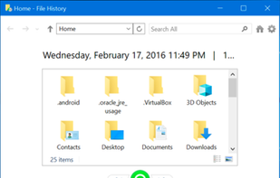 Windows File History screenshot 2