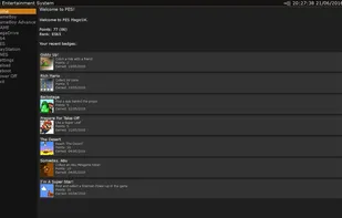 Main PES screen showing recently earned achievements.