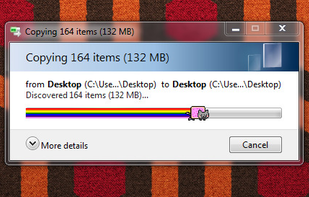 When copying, moving or deleting files, the Nyan Cat appears as the progress bar.