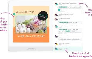 See all feedback and approvals in context, with a full history of change requests, content updates, and approval dates and times.