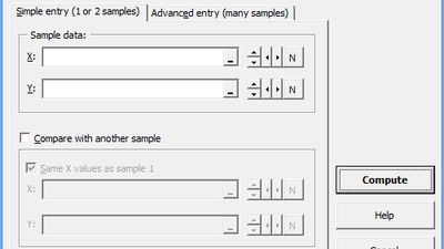 Simple linear regression dialog