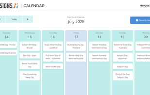 Weekly view of all the major holidays and events around the world. 