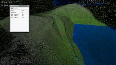 Shows 3D editing screen for heightmap.